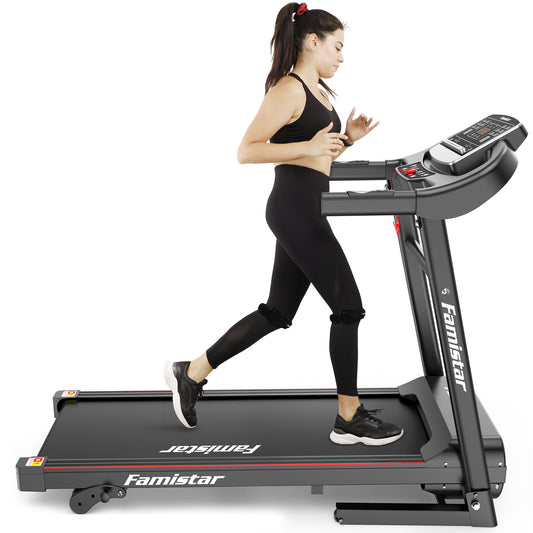 2.5HP Foldable Treadmill with 7.5MPH Speed, Portable Treadmill for Home Use, 12+3 Programs 3 Manual Incline, 265 lbs Weight Capacity, Music Speakers, Running Walking Jogging, Knee Strap Gift