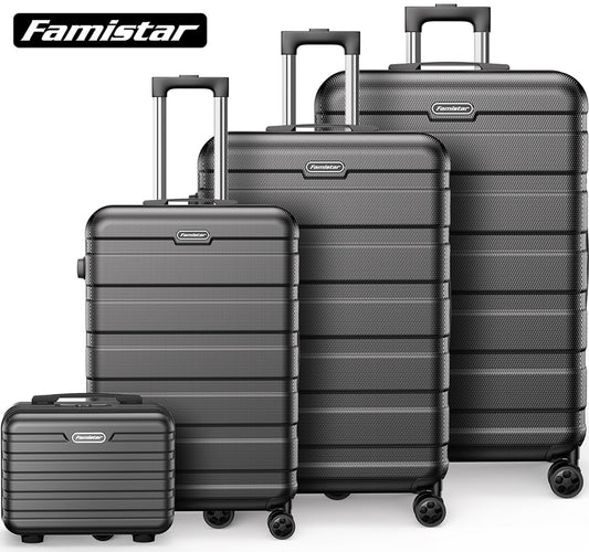 4 Piece Set Luggage Sets Suitcase ABS Hardshell Lightweight Spinner Wheels (14/20/24/28 inch)