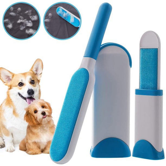 Famistar Pet Hair Remover Brush + Slicker Brush Combo Set, Small and Large Pet Deshedding Brush with Self Cleaning Base-Fur & Remover Brush Set